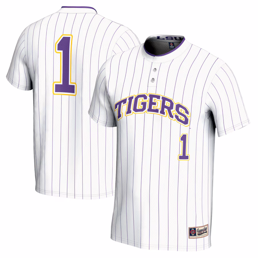 #1 LSU Tigers GameDay Greats Youth Lightweight Softball Jersey - White - Mc Mu