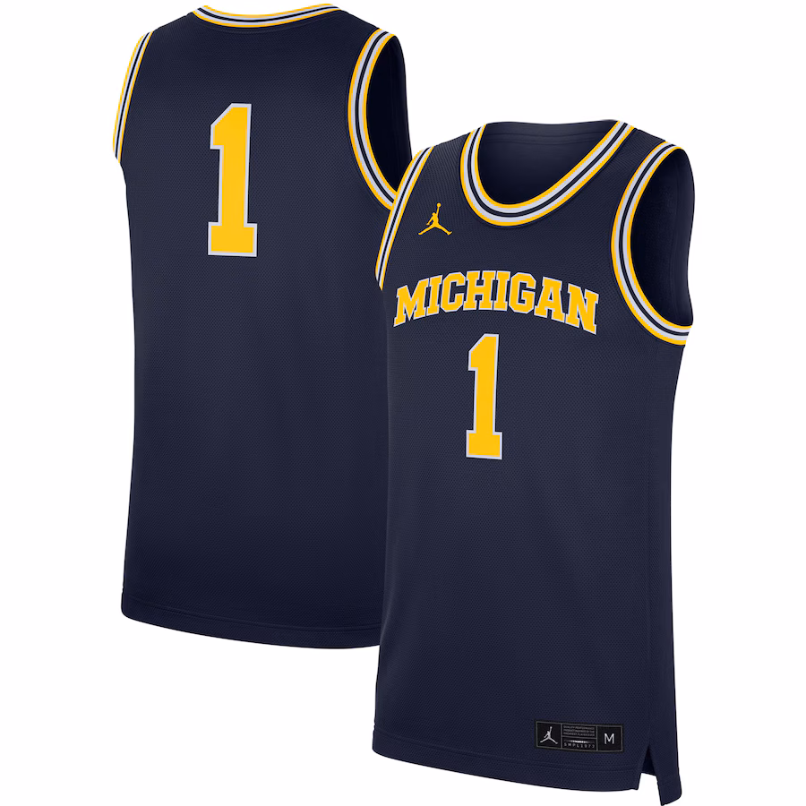 Men's Jordan Brand Navy Michigan Wolverines Replica Jersey - Mc Mu