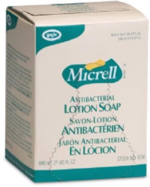 Micrell 800mL Antibacterial Lotion Soap Refill for Micrell Bag-in-Box Dispenser - Mc Mu
