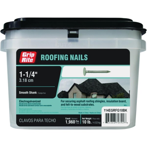 Grip-Rite 1-1/4 In. Electrogalvanized Roofing Nail (1960 Ct., 10 Lb.) - Mc Mu