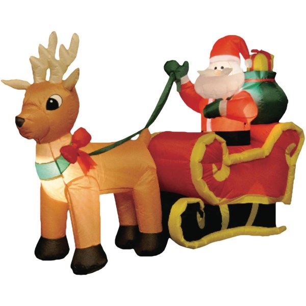 Brite Star 6 Ft. Santa in 1-Reindeer Sleigh Airblown Inflatable - Mc Mu