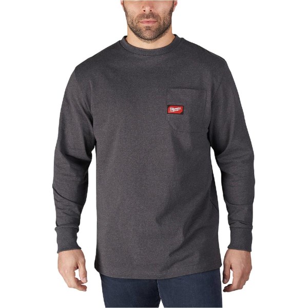 Milwaukee Small Gray Long Sleeve Men’s Heavy-Duty Pocket Shirt - Mc Mu
