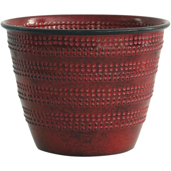 Robert Allen Cobblestone 4.75 In. x 6.38 In. x 6.38 In. Metal Sangria Red Planter - Mc Mu