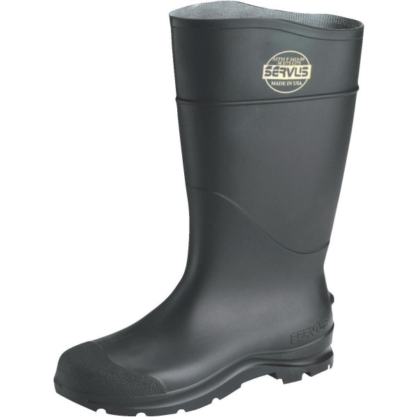 Servus Men’s Size 13 Black Steel Toe PVC Rubber Boot - Mc Mu