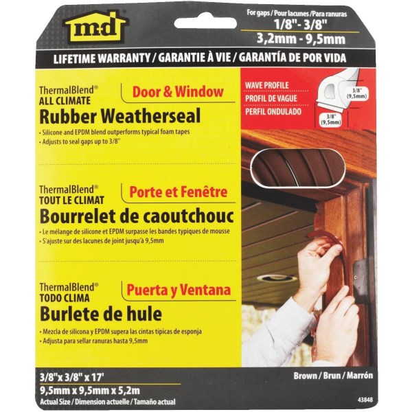 M-D Brown 17 Ft. Rubber Weatherstrip - Mc Mu