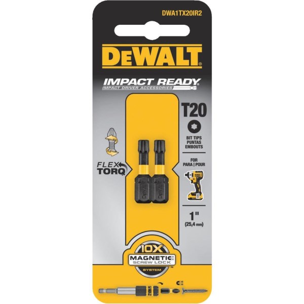 DEWALT FlexTorq 1 In. T20 TORX Insert Impact Screwdriver Bit (2-Pack) - Mc Mu