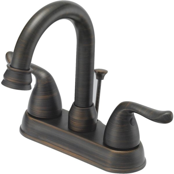 Home Impressions Oil-Rubbed Bronze 2-Handle Lever 4 In. Centerset Hi-Arc Bathroom Faucet with Pop-Up - Mc Mu