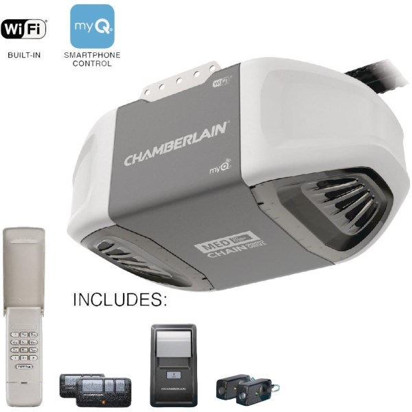 Chamberlain C2405 1/2 HP Smartphone-Controlled Durable Chain Drive Garage Door Opener with WiFi and MED Lifting Power - Mc Mu