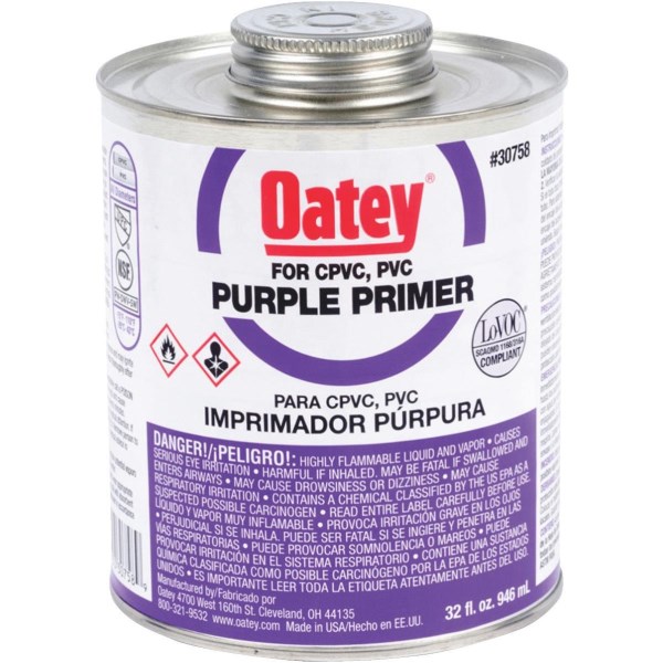 Oatey 32 Oz. Purple Pipe and Fitting Primer for PVC/CPVC - Mc Mu