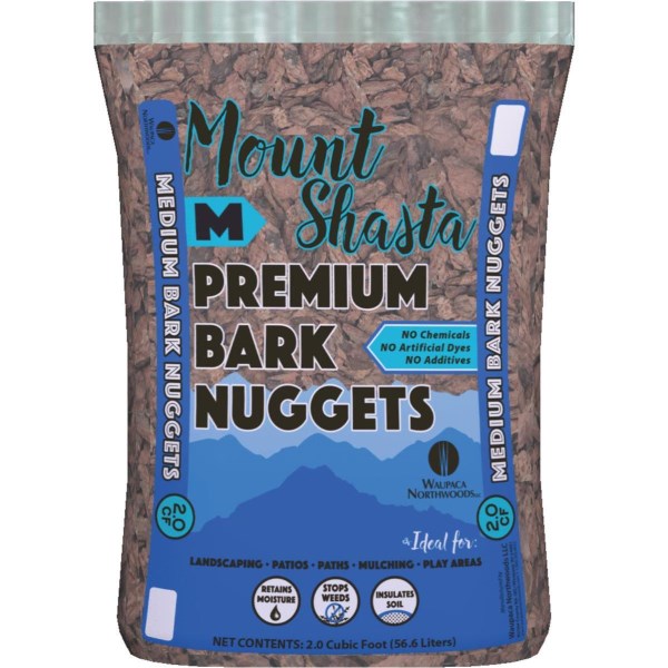 Mount Shasta 2 Cu. Ft. Medium Natural Premium Decorative Bark Mulch Nuggets - Mc Mu