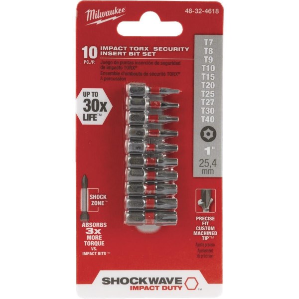 Milwaukee SHOCKWAVE Torx Security Insert Impact Screwdriver Bit Set (10-Piece) - Mc Mu