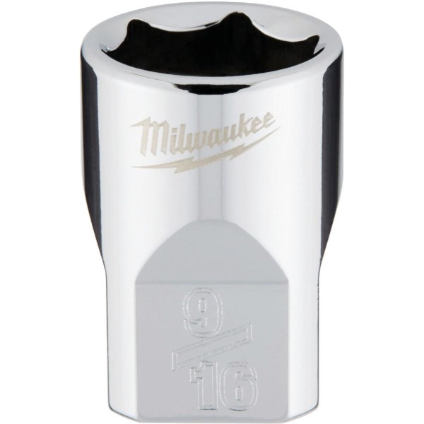 Milwaukee 3/8 In. Drive 9/16 In. 6-Point Shallow Standard Socket with FOUR FLAT Sides - Mc Mu