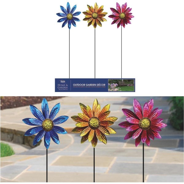 Alpine Vibrant Metal Floral Wind Spinner Garden Stake - Mc Mu