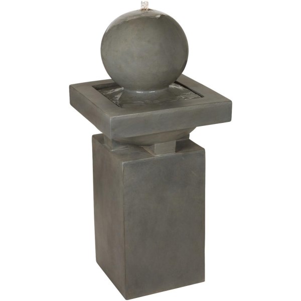 Best Garden 17 In. W. x 38.5 In. H. x 17 In. L. Polyresin Cement Square Pillar and Ball Fountain - Mc Mu