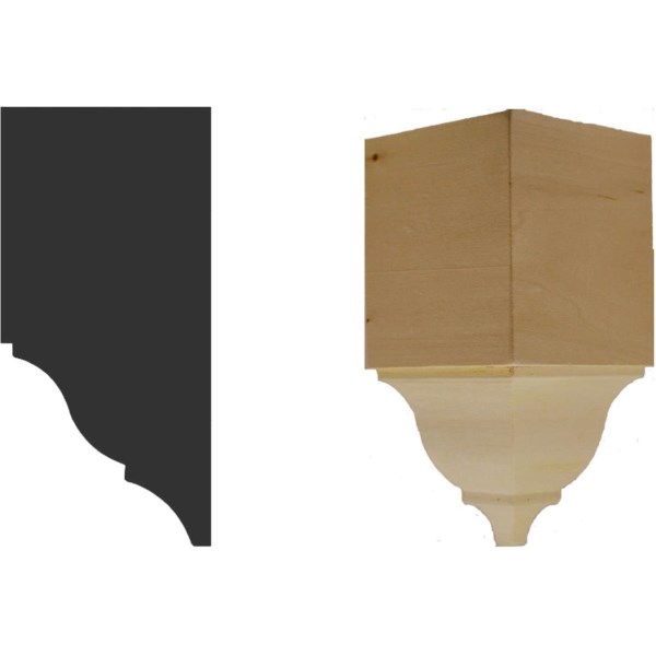 House of Fara 7-3/4 In. x 3-1/2 In. x 3-1/2 In. Unfinished Hardwood Inside Corner Block - Mc Mu