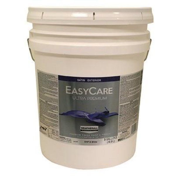 Ultra Premium WeatherAll Exterior Paint, White Satin Acrylic, 5-Gallons - Mc Mu
