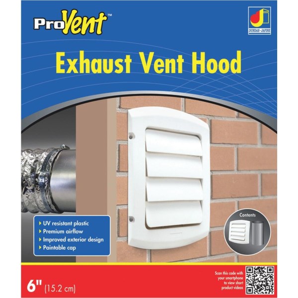Dundas Jafine ProVent 6 In. White Louvered Dryer Vent Hood - Mc Mu