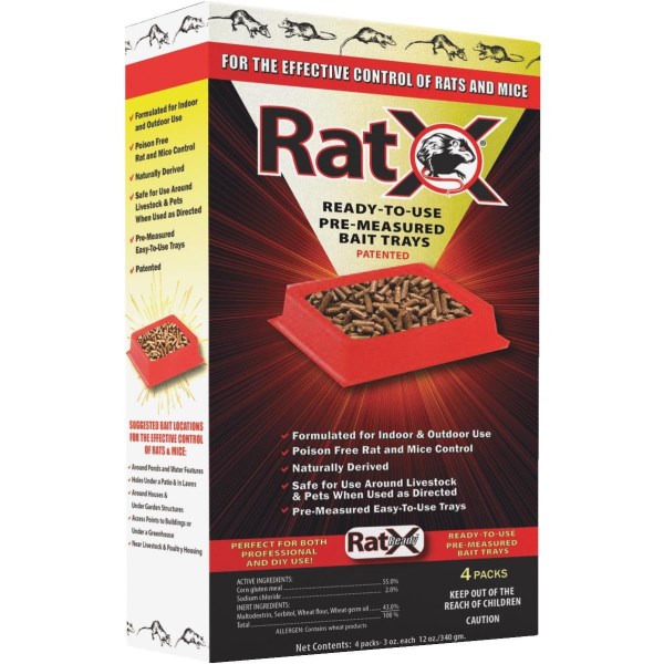 RatX Disposable Rat & Mouse Pre-Measured Bait Tray (4-Pack) - Mc Mu