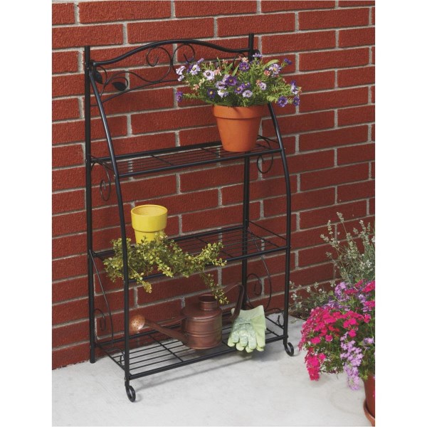 Best Garden Black Powder-Coat Steel 38 In. H. 3-Shelf Indoor/Outdoor Plant Stand - Mc Mu