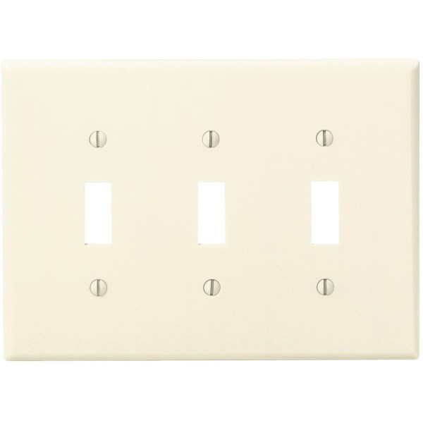 Leviton 3-Gang Smooth Plastic Mid-Way Toggle Switch Wall Plate, Ivory - Mc Mu
