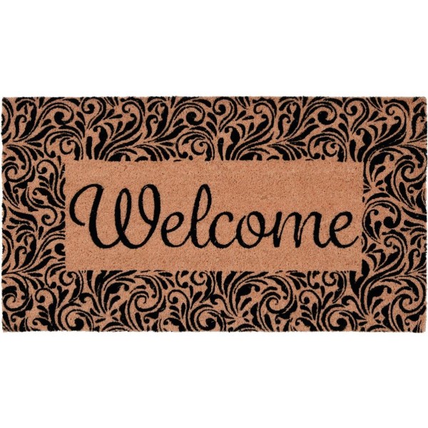 Natco Home 20 In. x 36 In. Coir Outdoor Doormat, Scroll Welcome Border - Mc Mu