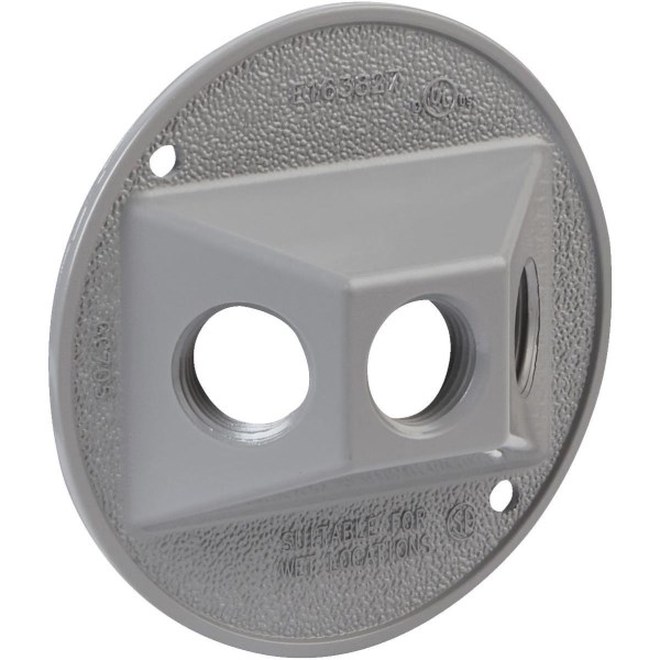 Bell 3-Outlet Round Zinc Gray Cluster Weatherproof Outdoor Box Cover, Shrink Wrapped - Mc Mu