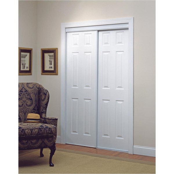 Erias 106 Series 47 In. W. x 80-1/2 In. H. White Vinyl Clad 6-Panel Bypass Door - Mc Mu