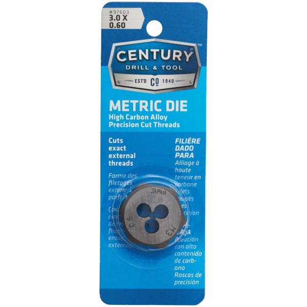 Century Drill & Tool 3.0×0.60 NPT 1 In. Across Flats Hexagon Pipe Die - Mc Mu