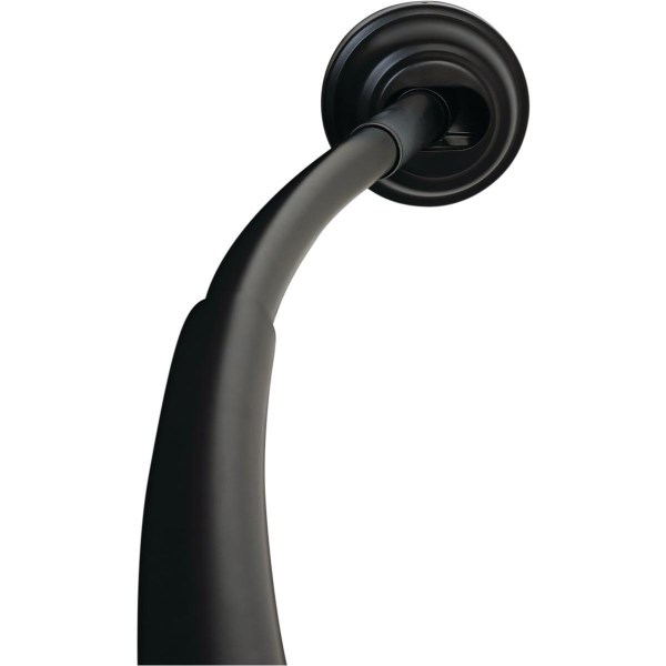 Zenith Zenna Home NeverRust 50 In. to 72 In. Adjustable Fixed or Tension Curved Shower Rod in Matte Black - Mc Mu