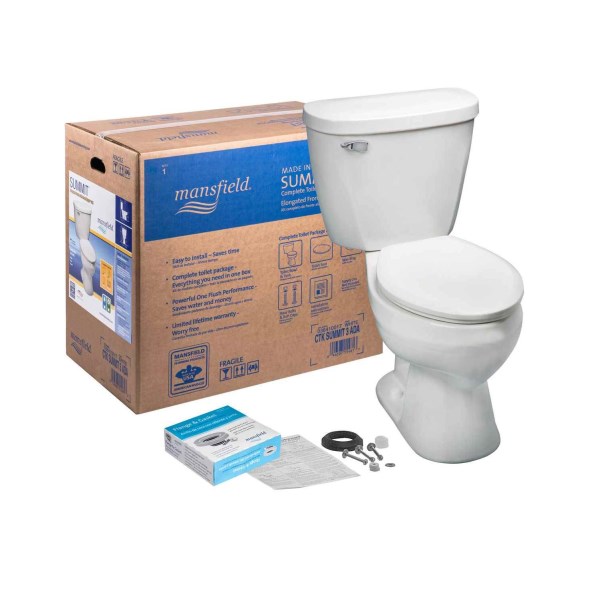 Mansfield Summit SmartHeight White Elongated Bowl 1.28 GPF Complete Toilet - Mc Mu