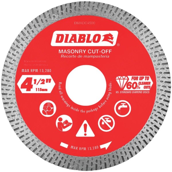 Diablo 4-1/2 In. Diamond Continuous Rim Dry/Wet Cut Diamond Blade - Mc Mu
