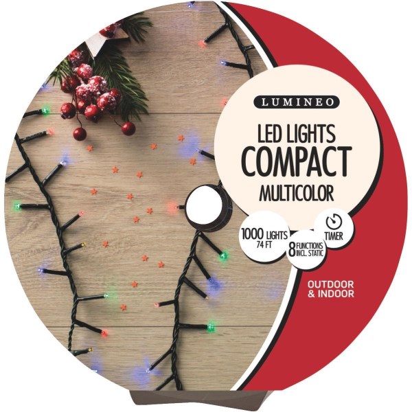 Lumineo Multi 1000-Bulb LED Compact Light Set with Dark Green Wire - Mc Mu