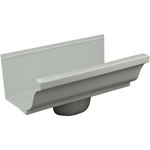 Spectra Pro Select 4 In. White Aluminum Gutter End with Oval Drop - Mc Mu
