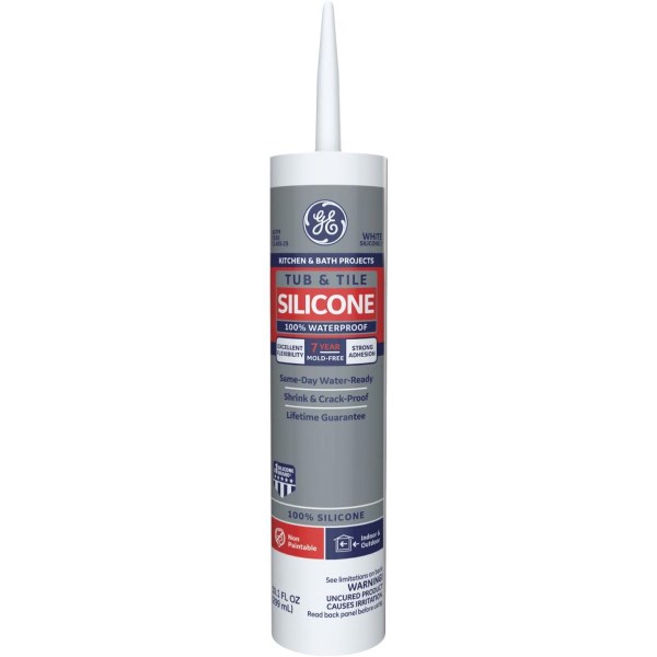 GE Tub & Tile Silicone 1 Sealant, White, 10.1 Oz. - Mc Mu