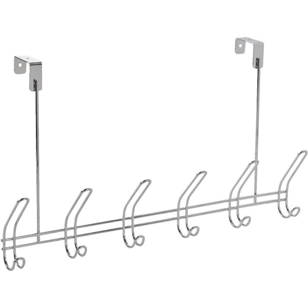 iDesign Classico Over-The-Door Chrome 6-Hook Rail - Mc Mu