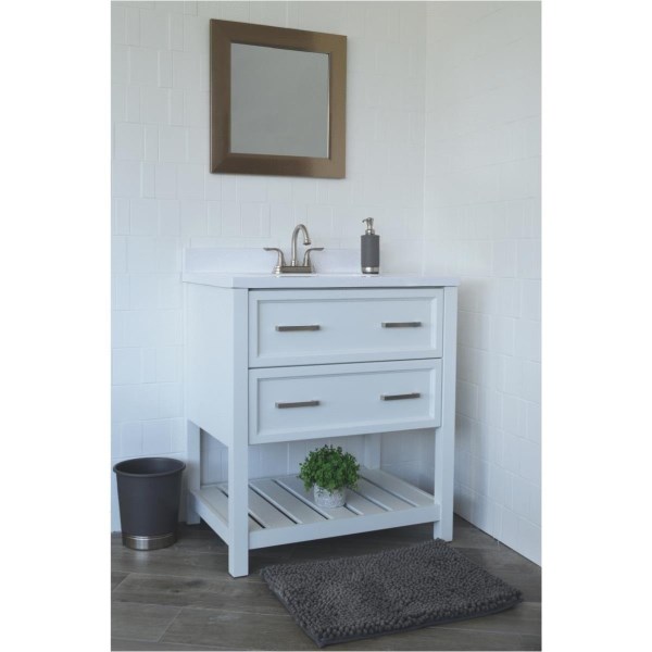 Modular Sorrento White 31 In. W x 22 In. D x 34-1/2 In. H  Vanity with White Cultured Marble Top - Mc Mu