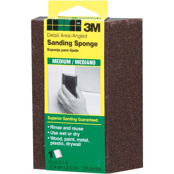 3M Angled Detail Area All-Purpose 2-7/8 In. x 4-7/8 In. x 1 In. Medium Sanding Sponge - Mc Mu