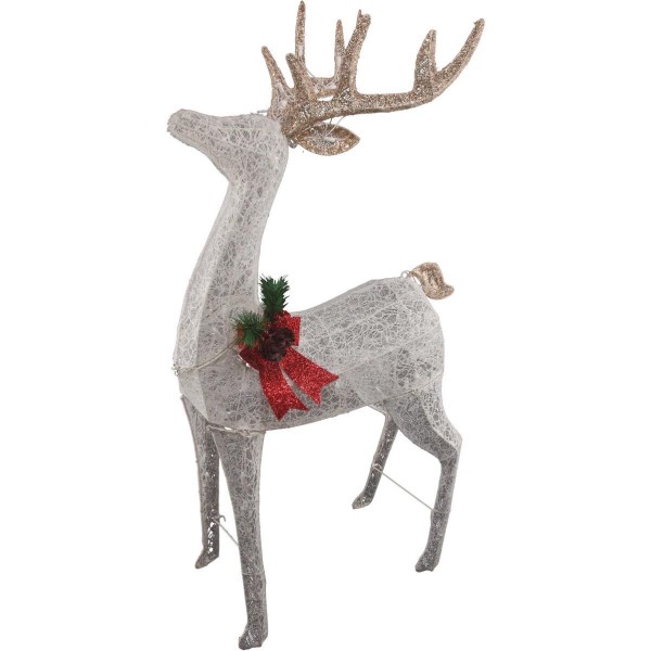 Alpine 50 In. Cool White LED White Mesh Standing Deer Lighted Decoration - Mc Mu