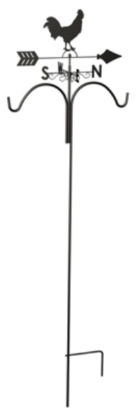 Panacea 78 In. Brown Steel Rooster Weathervane Double Shepherd Hook - Mc Mu