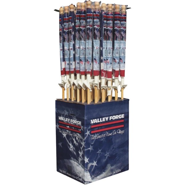 Valley Forge 2.5 Ft. x 4 Ft. Polycotton American Flag & 5 Ft. Pole Kit Display (36-Piece) - Mc Mu