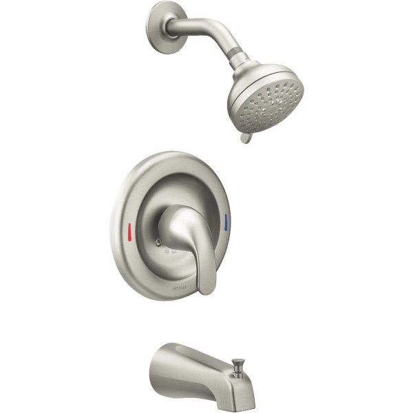 Moen Adler Brushed Nickel Single-Handle Lever Posi-Temp Tub and Shower Faucet - Mc Mu