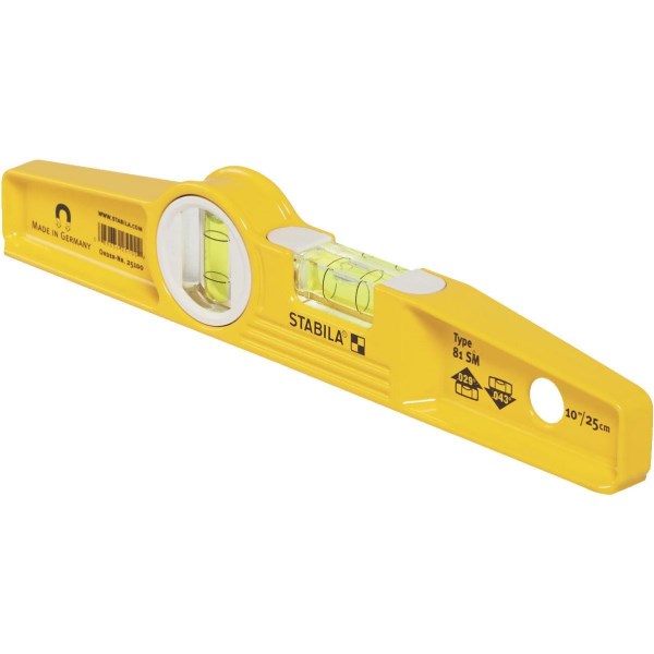 Stabila 10 In. Aluminum Rare Earth Magnetic Torpedo Level - Mc Mu
