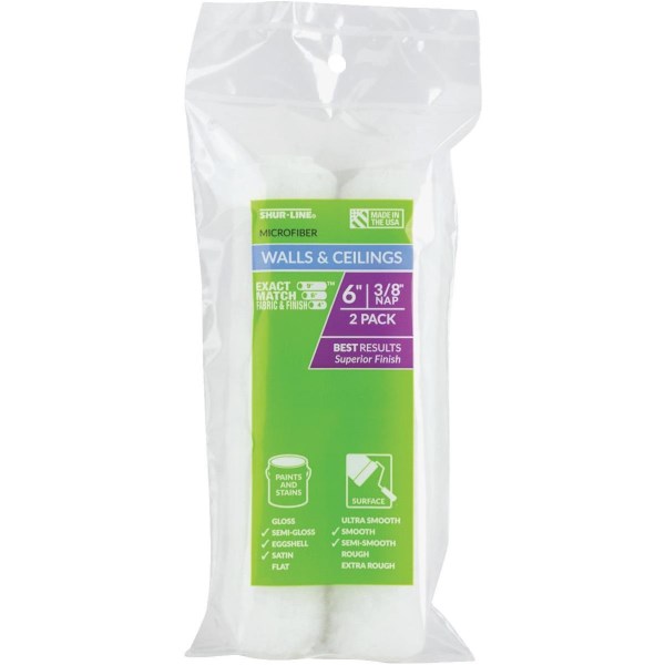 Shur-Line Shur-Flow 6 In. x 3/8 In. Mini Microfiber Roller Cover (2-Pack) - Mc Mu