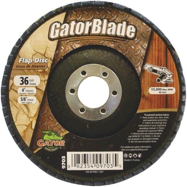 Gator Blade 4 In. x 5/8 In. 36-Grit Type 29 Angle Grinder Flap Disc - Mc Mu