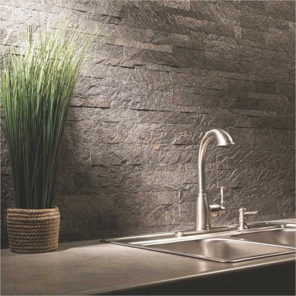 Aspect 6 In. x 24 In. Natural Stone Backsplash Peel & Stick, Frosted Quartz - Mc Mu