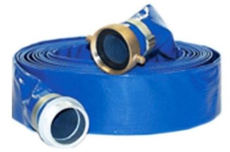 Apache 2 In. x 50 Ft. Blue Reinforced PVC Lay Flat Discharge Hose with Male/Female Connections - Mc Mu