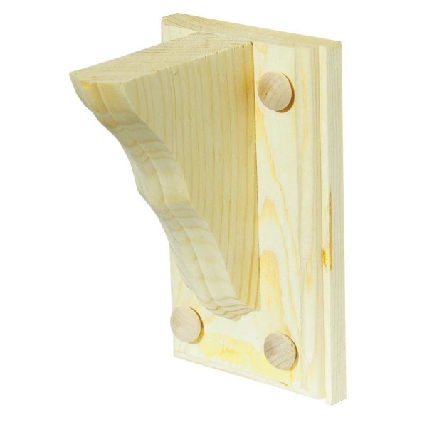 Waddell 4 In. D. x 6 In. H. Natural Wood Shelf Bracket with Backplate - Mc Mu