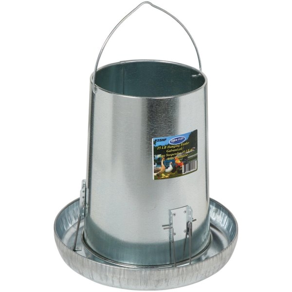 Farm-Tuff 25 Lb. Capacity Hanging Galvanized Steel Poultry Feeder - Mc Mu