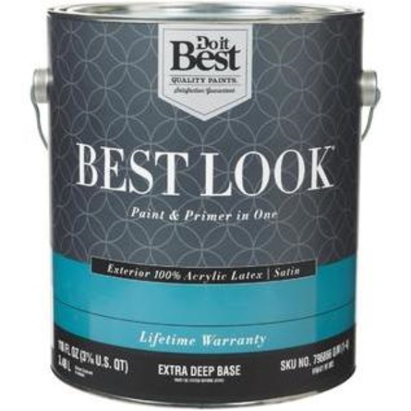 Best Look 100% Acrylic Latex Paint & Primer In One Satin Exterior House Paint, Extra Deep Base, 1 Gal. - Mc Mu