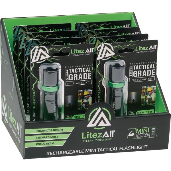 LitezAll LED Aluminum 60 Lm. Mini Tactical Rechargeable Flashlight - Mc Mu